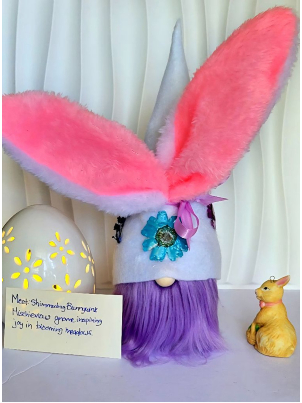 Easter Bunny Poseable Gnome Plush Home Decor 11 Inch